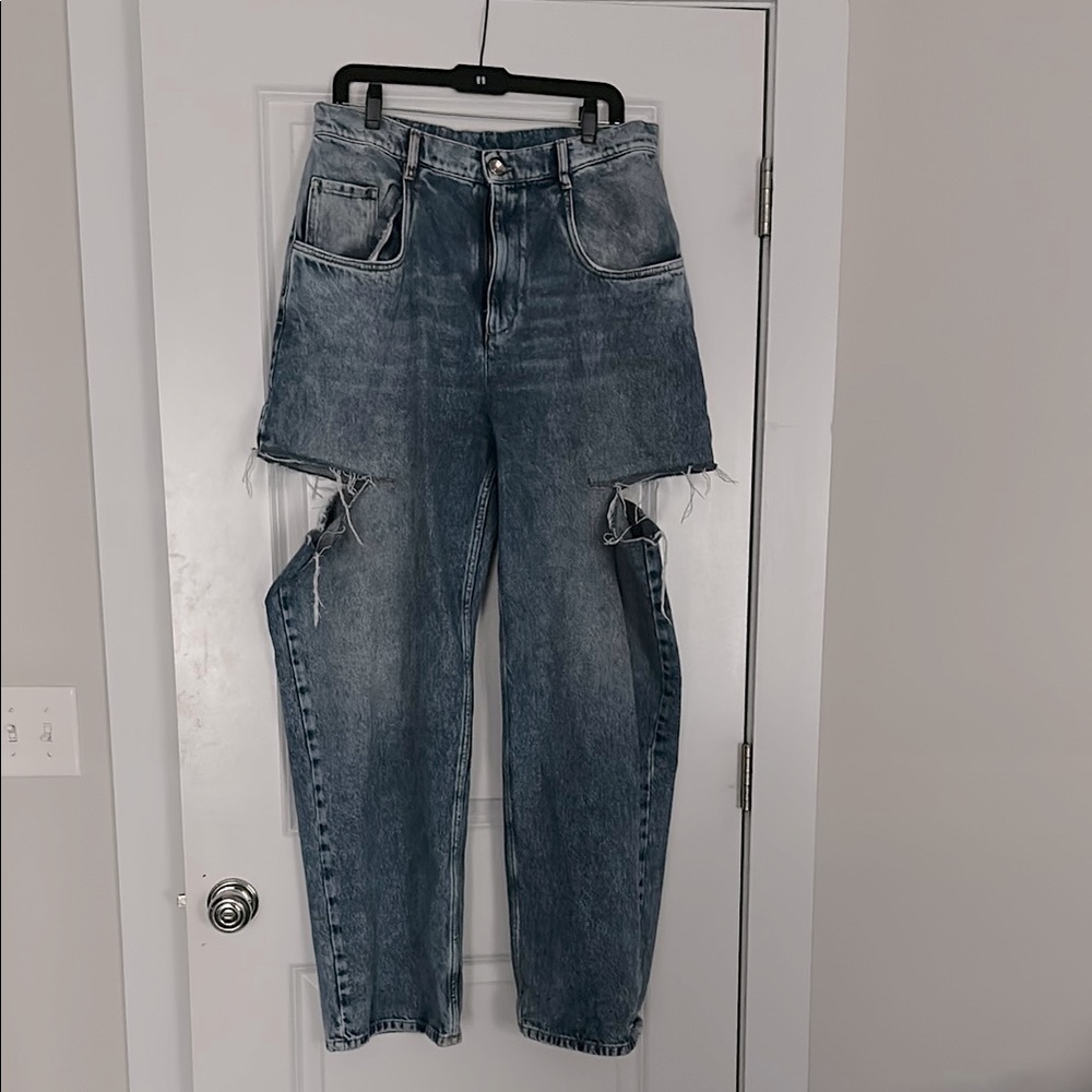 Maison Martin Margiela Slashed Blue Women's Jeans